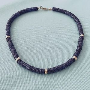 Genuine Blue Sapphire 14k Yellow Gold Bead Strand  Choker Necklace